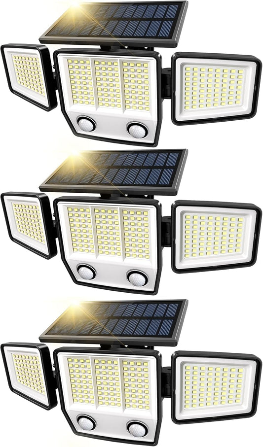 Solar Motion Sensor Outdoor Lights Waterproof - 3000LM 3 Modes Security Lights Outdoor 270° Illumination IP65 LED Solar Flood Wall Light for Garden Yard Patio Pathway (3 Pack)