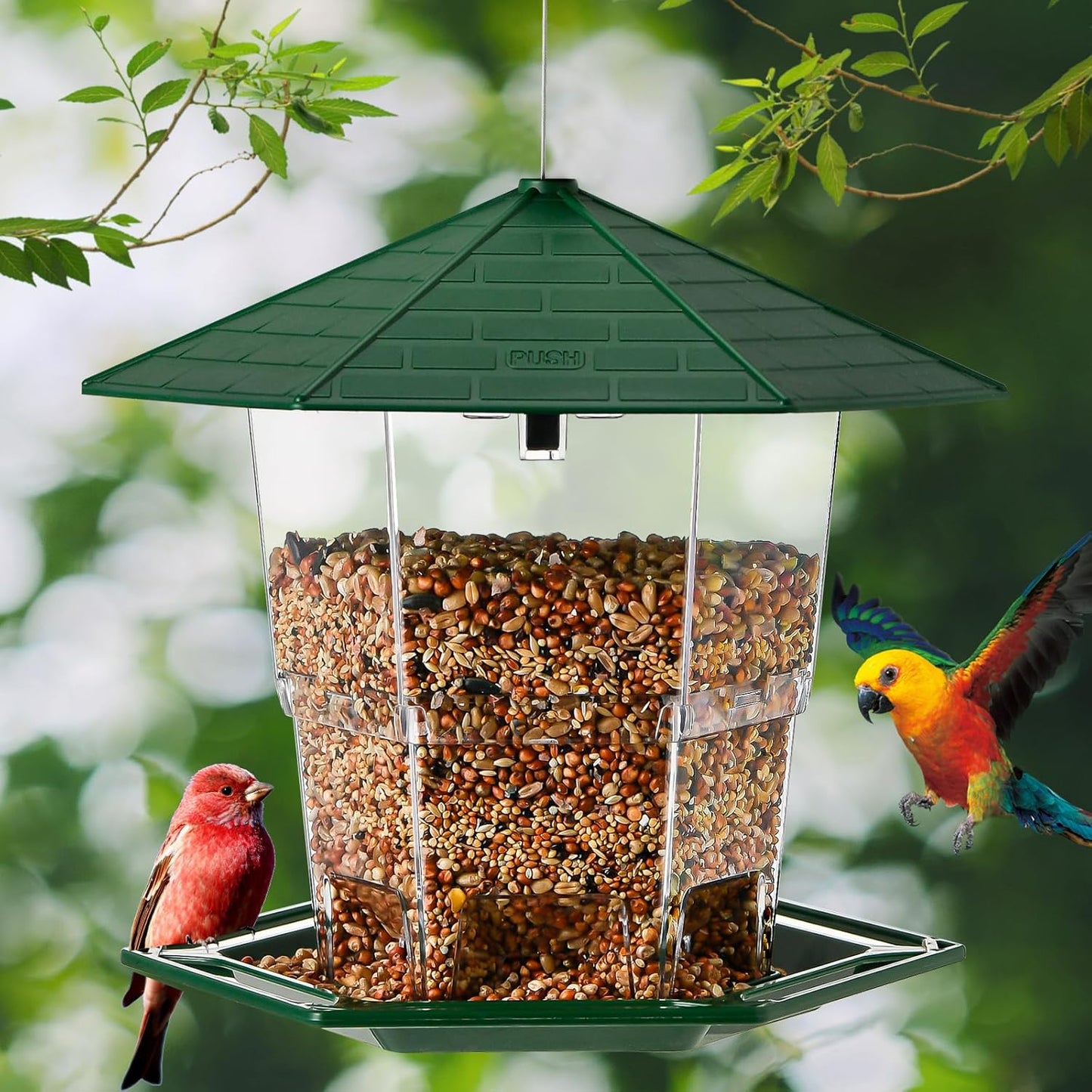 Bird Feeders for Outdoors Hanging Bird Feeder Wild Birds Seed, Green