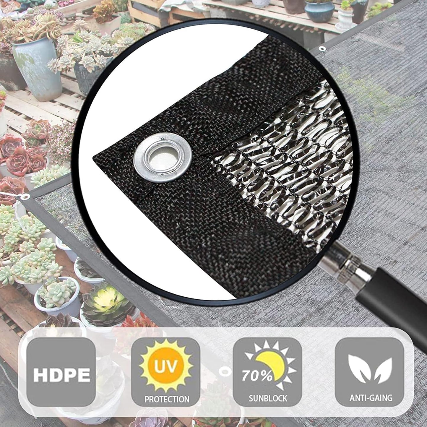 LOVE STORY 10x20FT 70% Black Shade Cloth Sun Shade Net with Grommets Sunblock Net Mesh Tarp for Garden,Plants Cover,Greenhouse and Patio