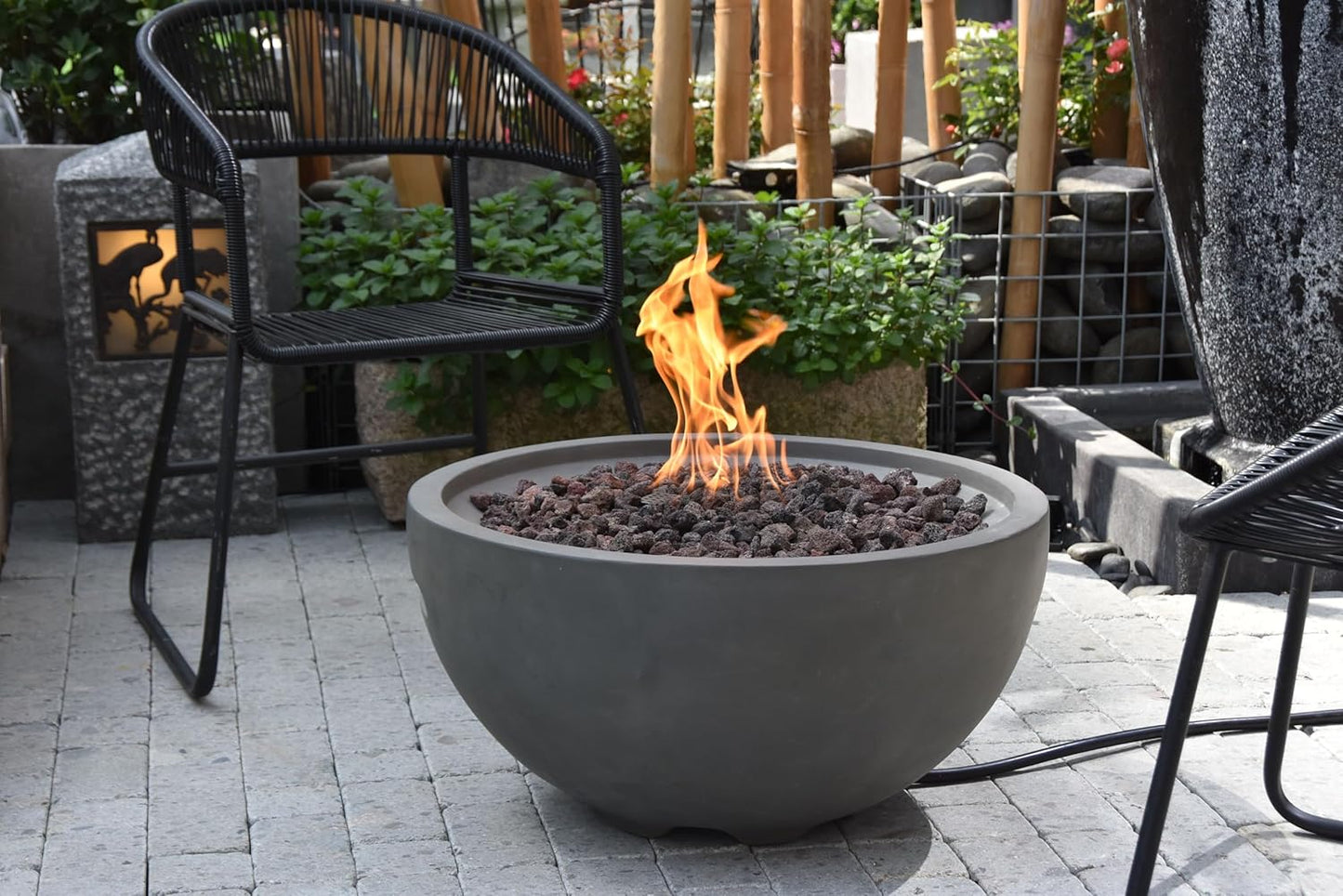 AMS Fireplace | Modeno | Nantucket | Firepit Table | Cover and Lava Rocks Included | (Fuel: Liquid Propane - Light Gray)