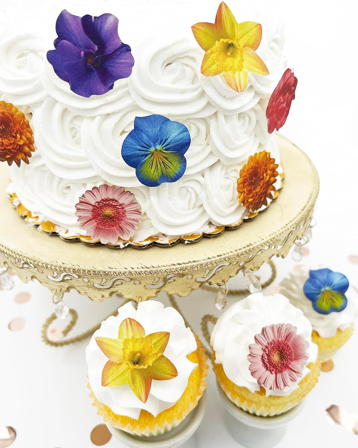 Sugar Robot - Edible Wafer flowers for cake decorating - Small Size - Edible flowers cake decorations - Premium Crafted - Made in the USA Cake -Set of 24 (Wafer Flowers)