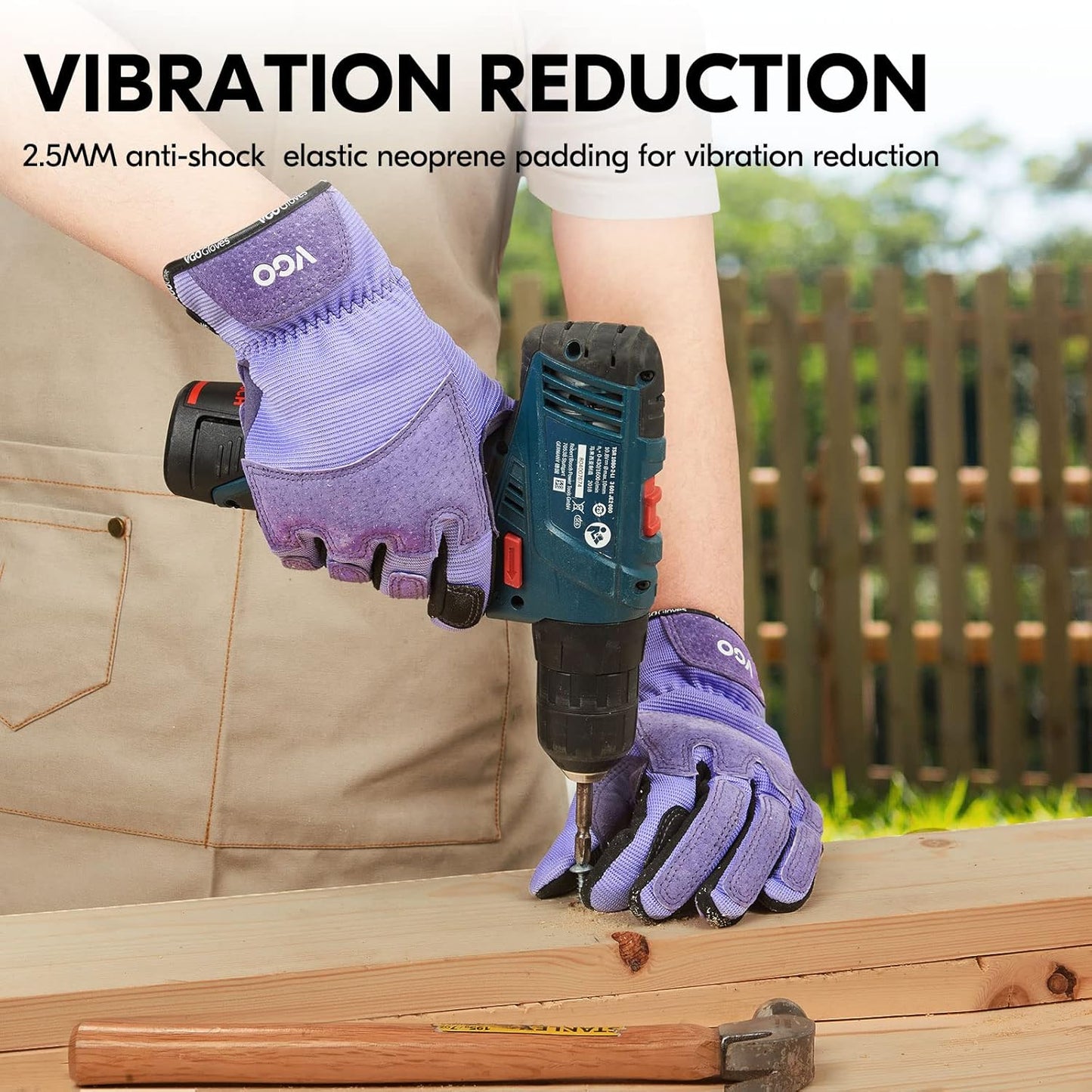 Vgo... Gardening Gloves Ladies,Safety Work Gloves,Touchscreen(Size S,Purple,SL7471)
