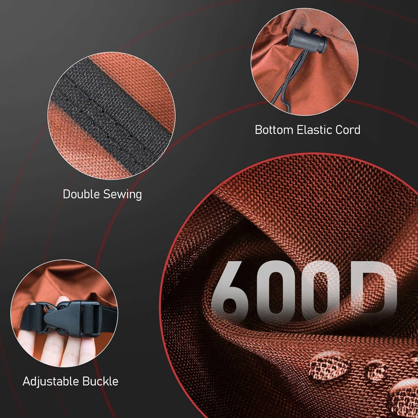 Fire Pit Cover Square 50 Inch - Outdoor Firepit Cover Heavy Duty & Waterproof, 600D Patio Fire Table Covers Large Gas Fire Pit Accessories Fade & Weather Resistant Brown - 50 x 50 x 24 Inch