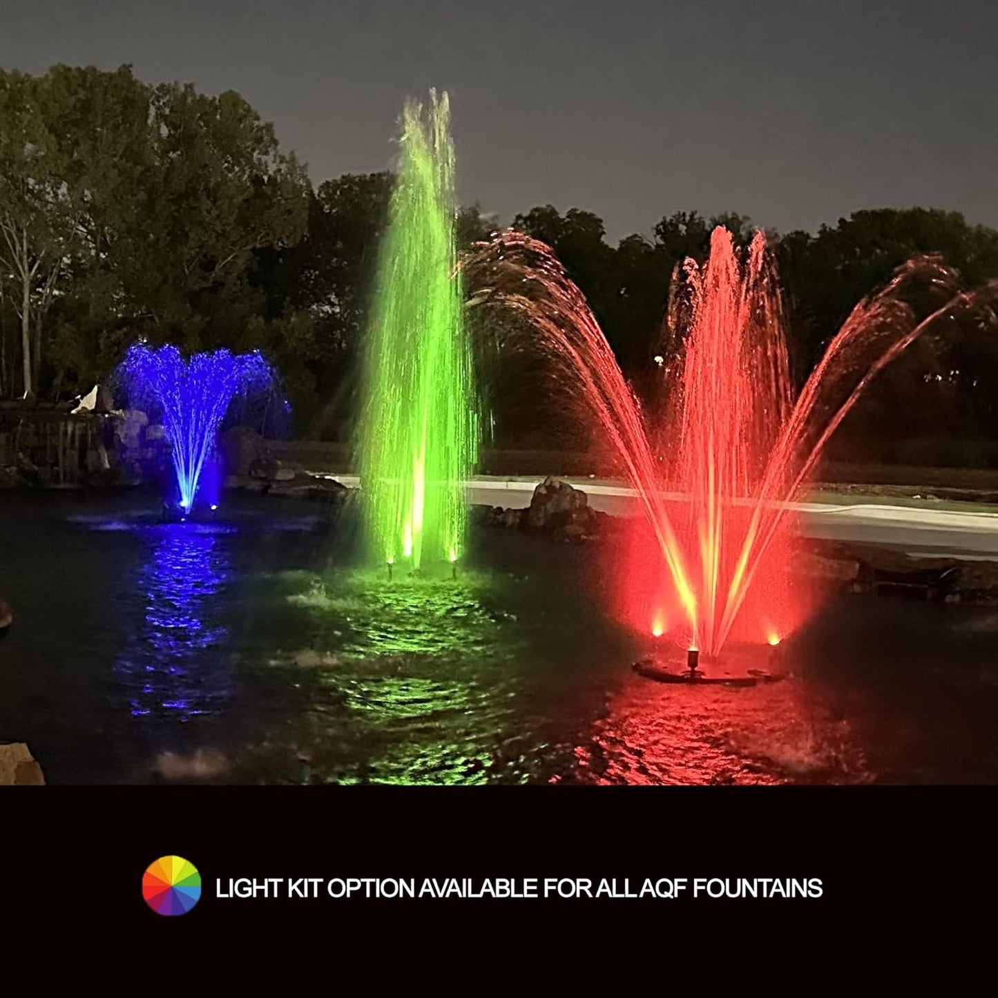 HALF OFF PONDS Floating Fountain – 1.5 HP Pond Aerator, 100' Cord – 12,500 GPH Water Pump – 11 Spray Patterns - Energy-Efficient - Color-Changing LED Lights, Large Ponds, Lakes & Water Gardens