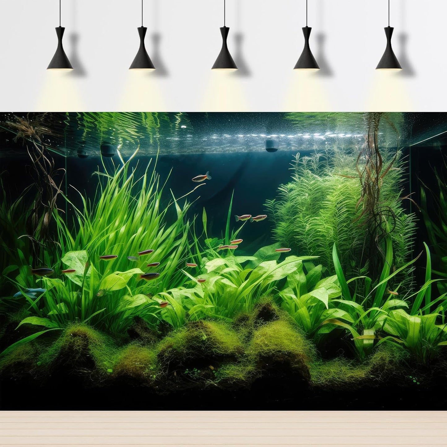 Aquarium Background Diverse Aquatic Plants Seagrasses Terrarium Background Redwood Root Lush Green Underwater Plants Tropical Style Fish Tank Background Under The Sea Aquarium Backdrop Vinyl 48x18in