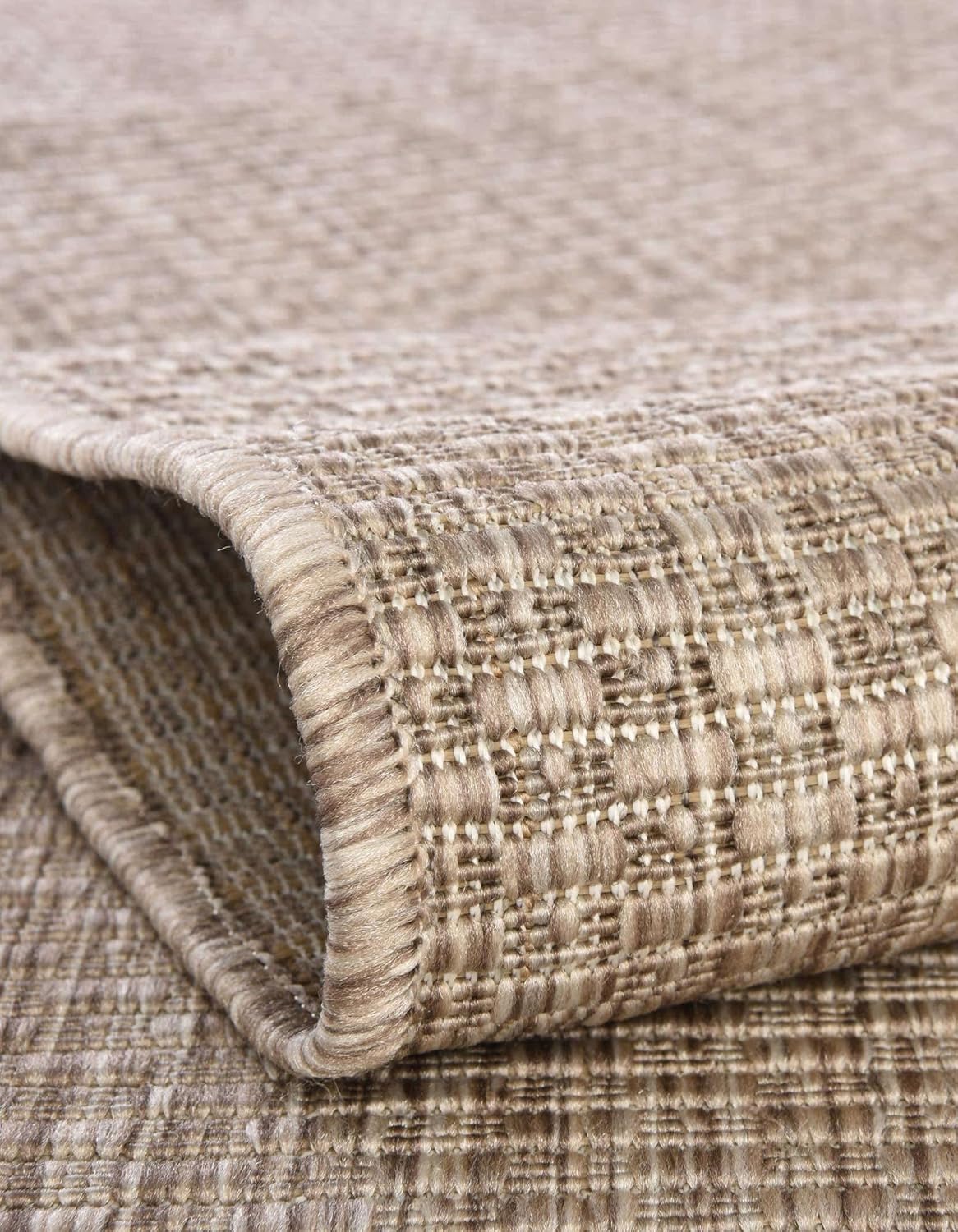 Unique Loom Collection Casual Transitional Solid Heathered Indoor/Outdoor Flatweave Area Rug (2' 7" x 4' 1" Hearth, Beige/Ivory)