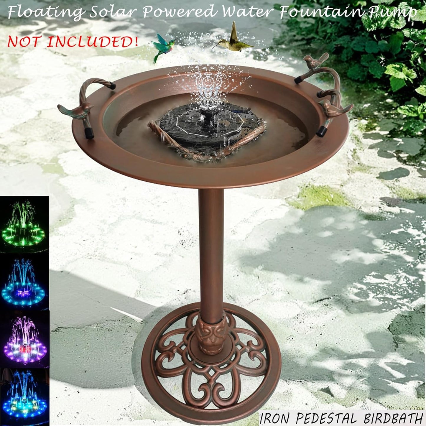 Metal Bird Bath - Iron Birdbath 28.5" H, Bird Bath for Water Fountain, Bird Feeder Bowl for Yard Patio Lawn Decor (Fountain Pump not Included)