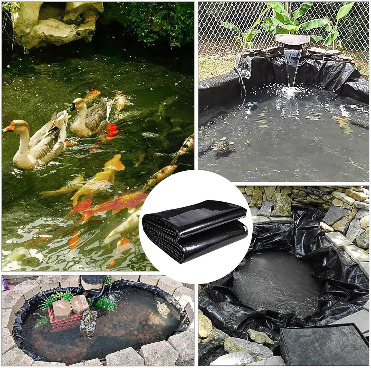 ToLanbbt Pond Liner 13 x 20 Ft HDPE Pond Liners, 20 Mil UV Resistant Preformed Pond Liner Easy Cutting, Pond Liner for Natural Looking Ponds, Waterfall, Koi Pondsand Water Garden (Black)