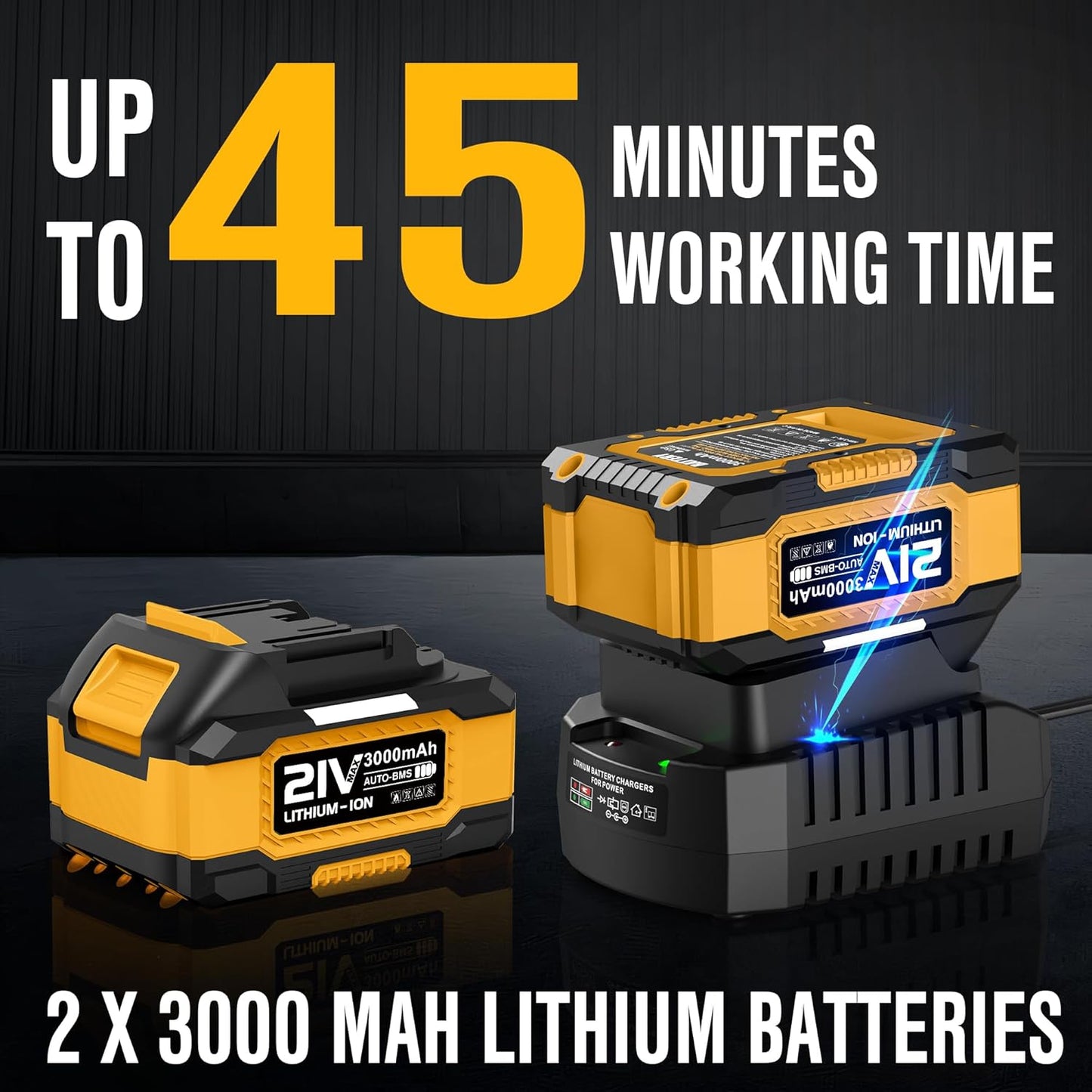 EWORK 21V Cordless Leaf Blower, Powerful Turbo Mode & 550 CFM, 2×3.0Ah Batteries & Fast Charger, Lightweight Electric Leaf Blowers for Lawn Care, Patio, Leaves & Dust