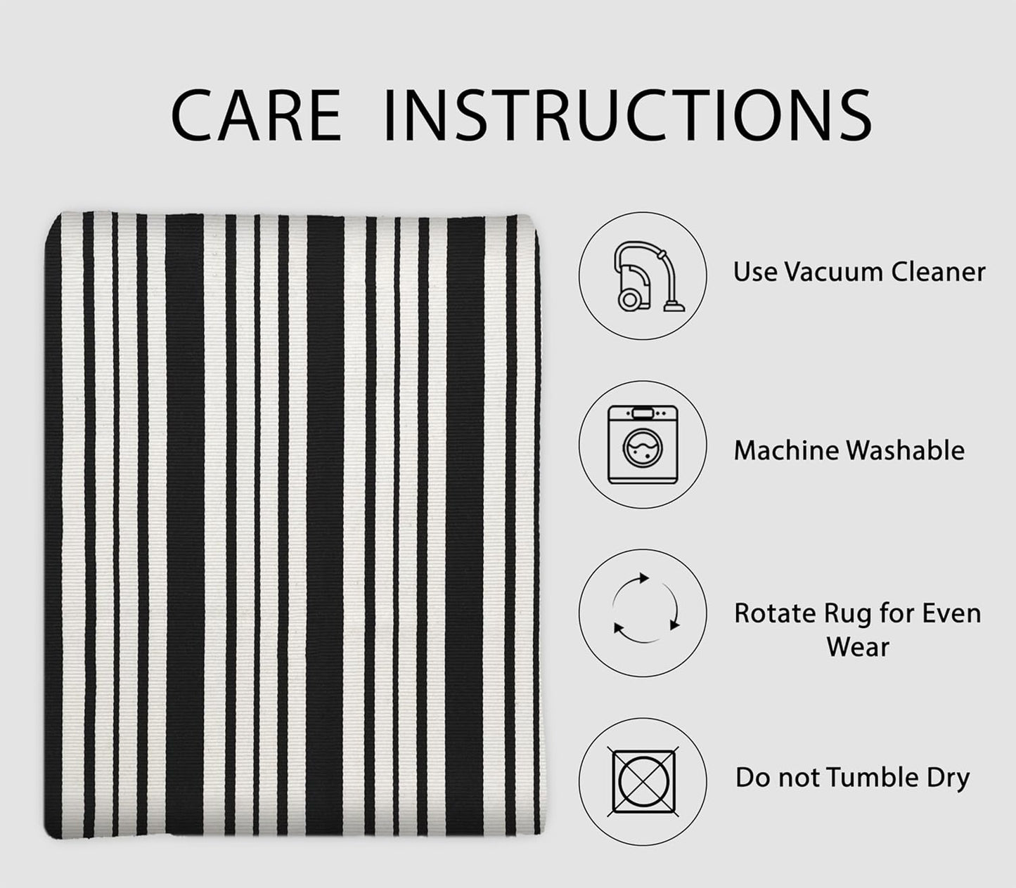 IOHOUZE Black and White Striped Rug 2'x3' Front Door Rugs, Small Washable Area Rug for Front Porch, Spring Summer Doormats Outdoor Indoor, Cotton Rugs for Entryway Porch Entrance