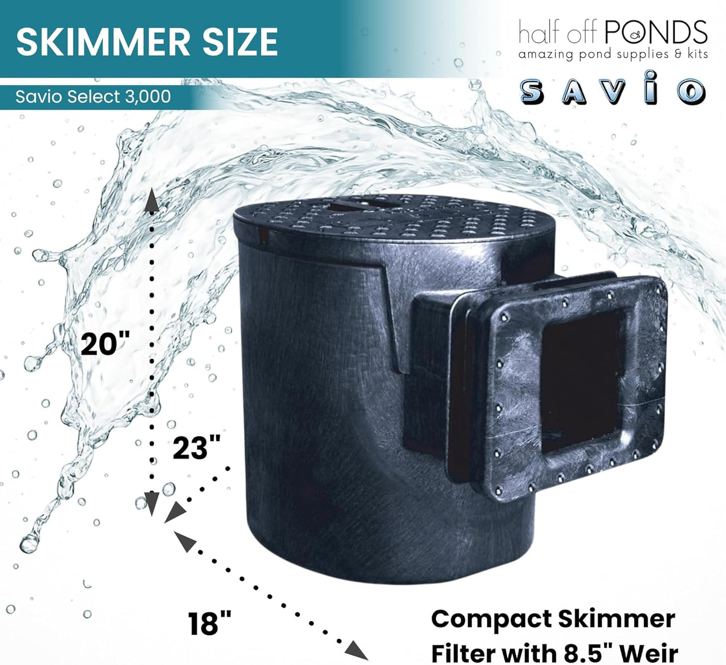 HALF OFF PONDS Savio Select 3,000 GPH Submersible Pump Pond Kit with 15' x 25' PVC Plastic Pond Liner for Water Garden & Koi Pond