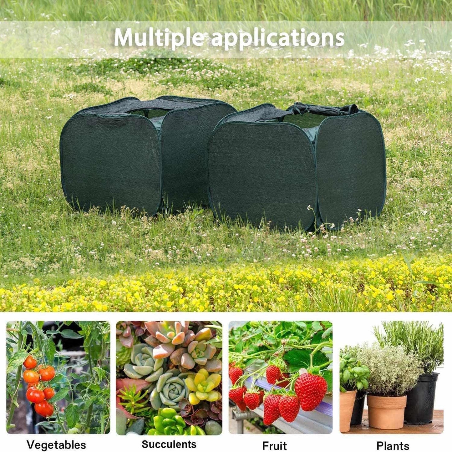 Porayhut Pop up Sunshade Cloth,Pack of 1,Easy Open Crop Shade Net UV Resisitant Plant 80% Sunblock Net for Plant Mini Flower Pot with Stakes