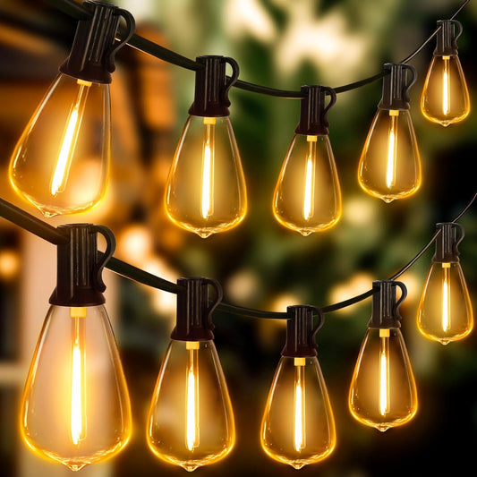 Ollny Outdoor String Lights 120FT with 60+2 Spare ST38 Vintage Bulbs, Shatterproof Connectable Patio Lights, 2200K Warm White Waterproof Outside Hanging Light for Yard Camping Gazebo Porch Balcony