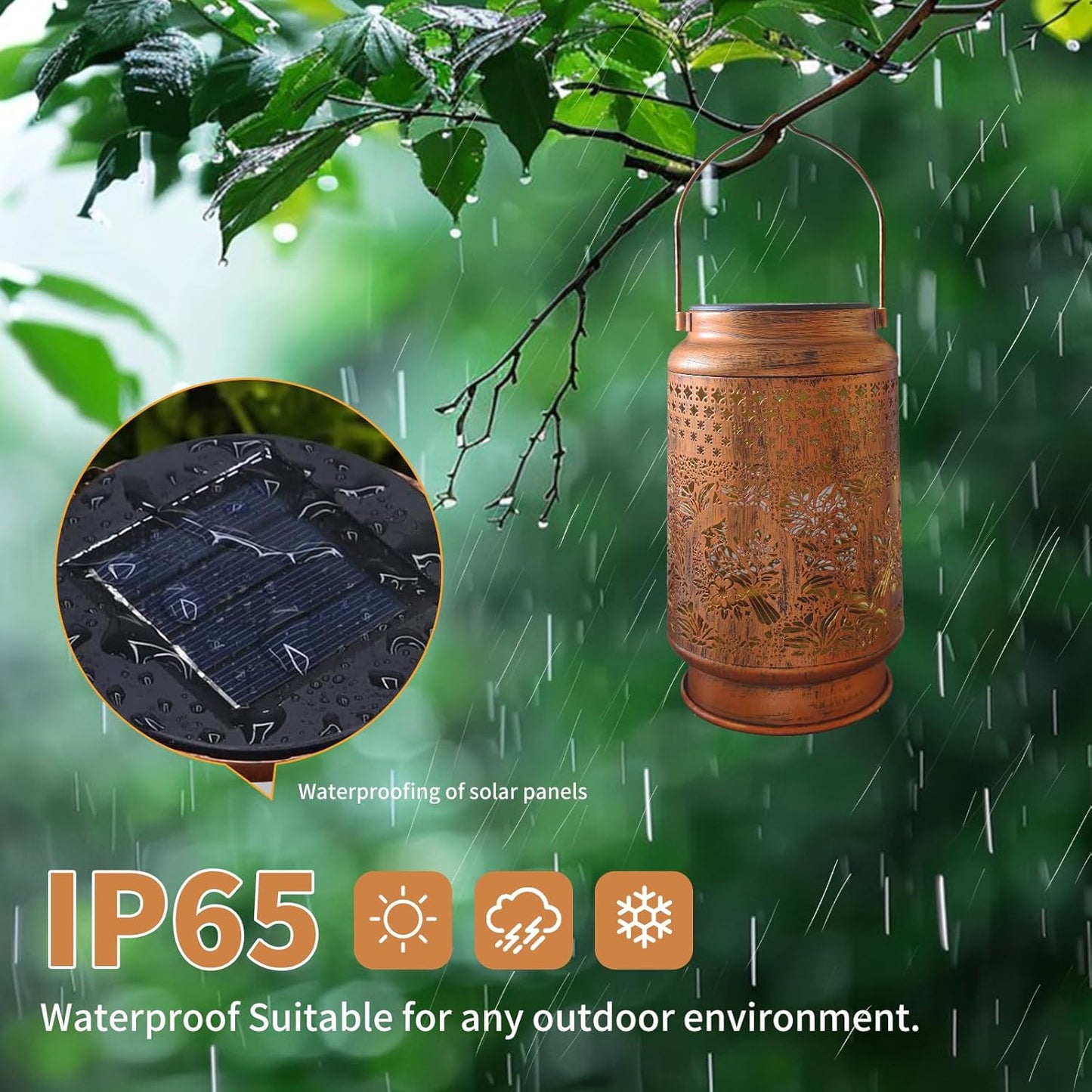 Solar Bird Light Outdoor Waterproof LED Garden Light, Women's Holiday Gift, with Hollow Iron Art, Retro Lawn Landscape Projection Light, Used for Courtyard Decoration (Waxwing Bird)