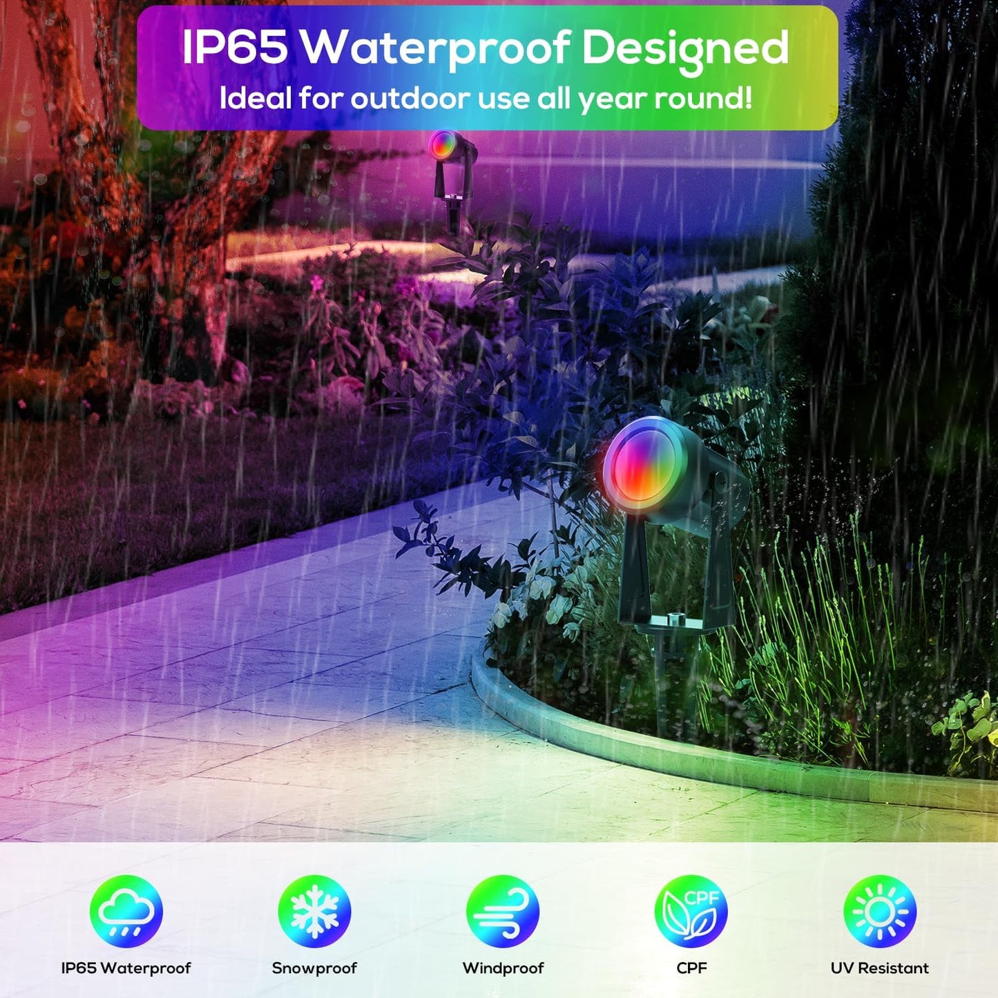 ZYAN Solar Spotlights Outdoor, Solar Landscape Lights with Remote Control, RGBW Colored Spot Lights for Yard, Garden, Lawn, Plant, Tree, Pool Areas, Auto On/Off, Dimmable & Waterproof (12 Pack)