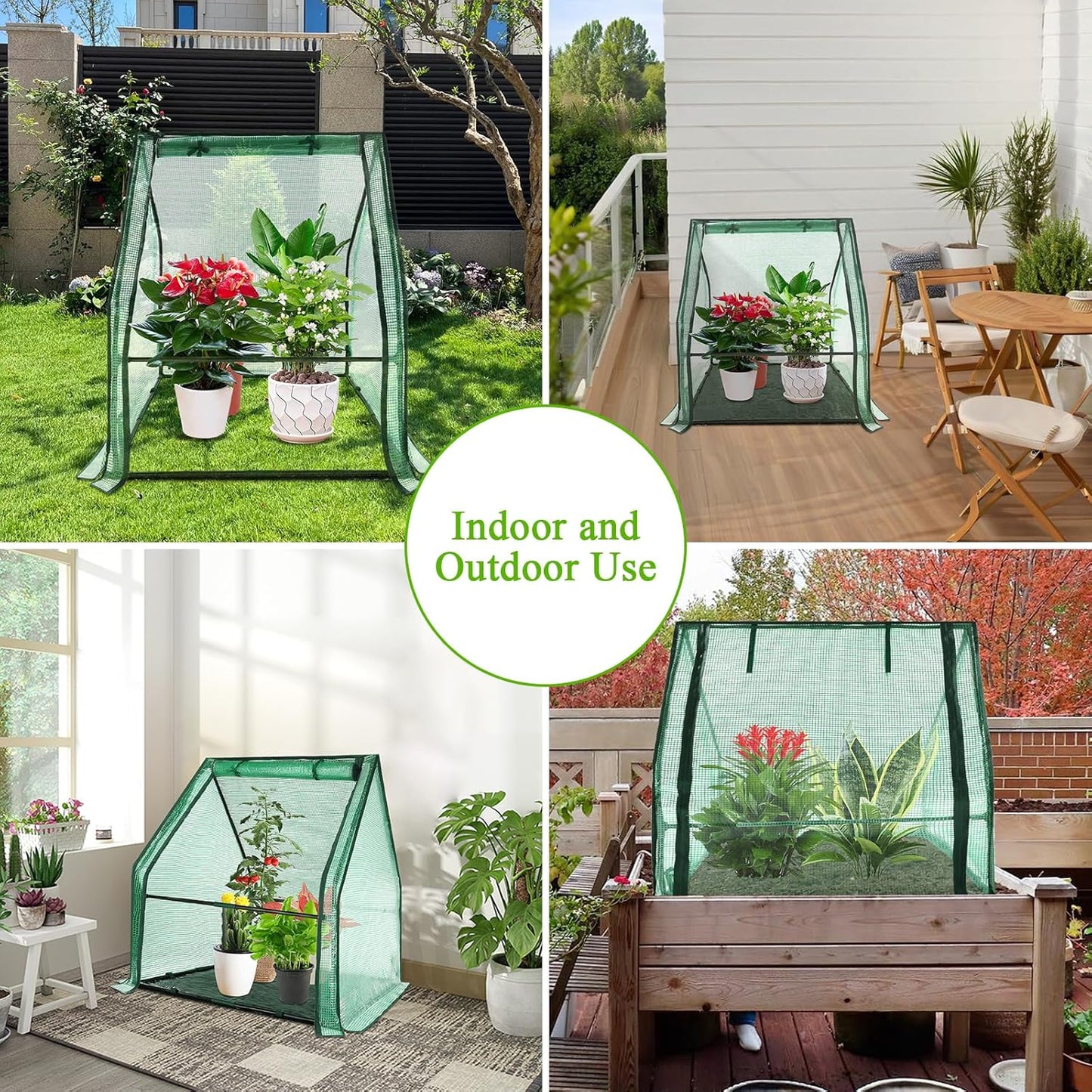 Ileading Small Greenhouse for Outdoor Indoor Portable Mini Garden Green House with Waterproof Pad, 4 Ground Stakes, 10 T-Shaped Plant Tags, Durable PE Plant Cover Tent, 36x36x42 Inch