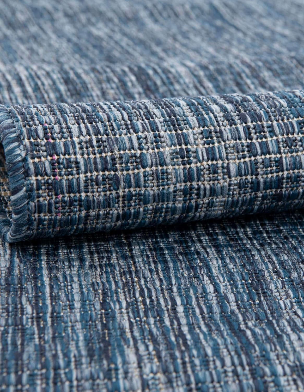 Unique Loom Outdoor Solid Collection Area Rug (5' 3" x 7' 1" Rectangle Blue/Navy Blue)