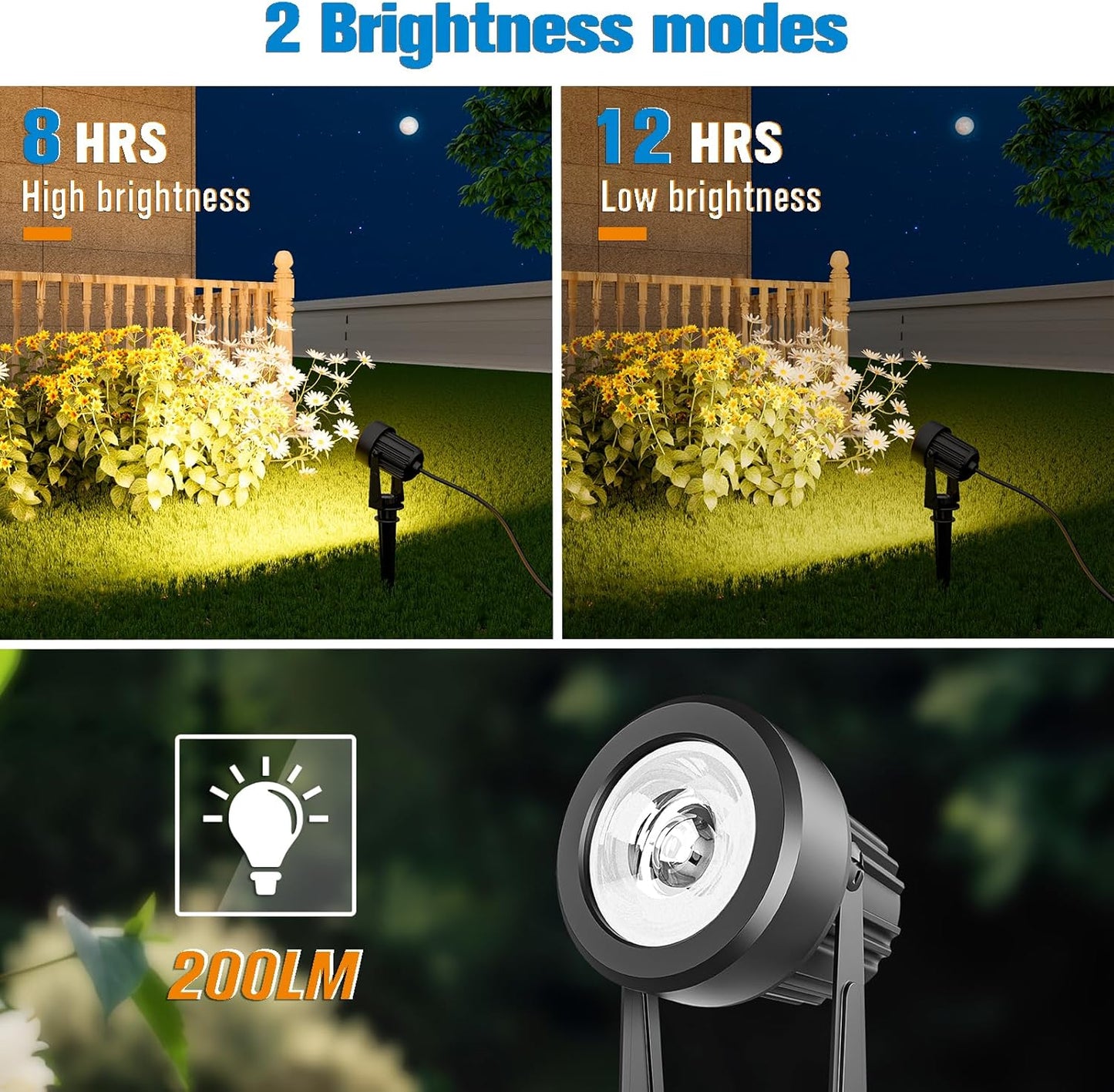 APONUO Solar Spot Lights - Outdoor 2-in-1 Solar Landscape Uplights, Dusk to Dawn, IP65 Waterproof, 9.8ft Cable, Warm White