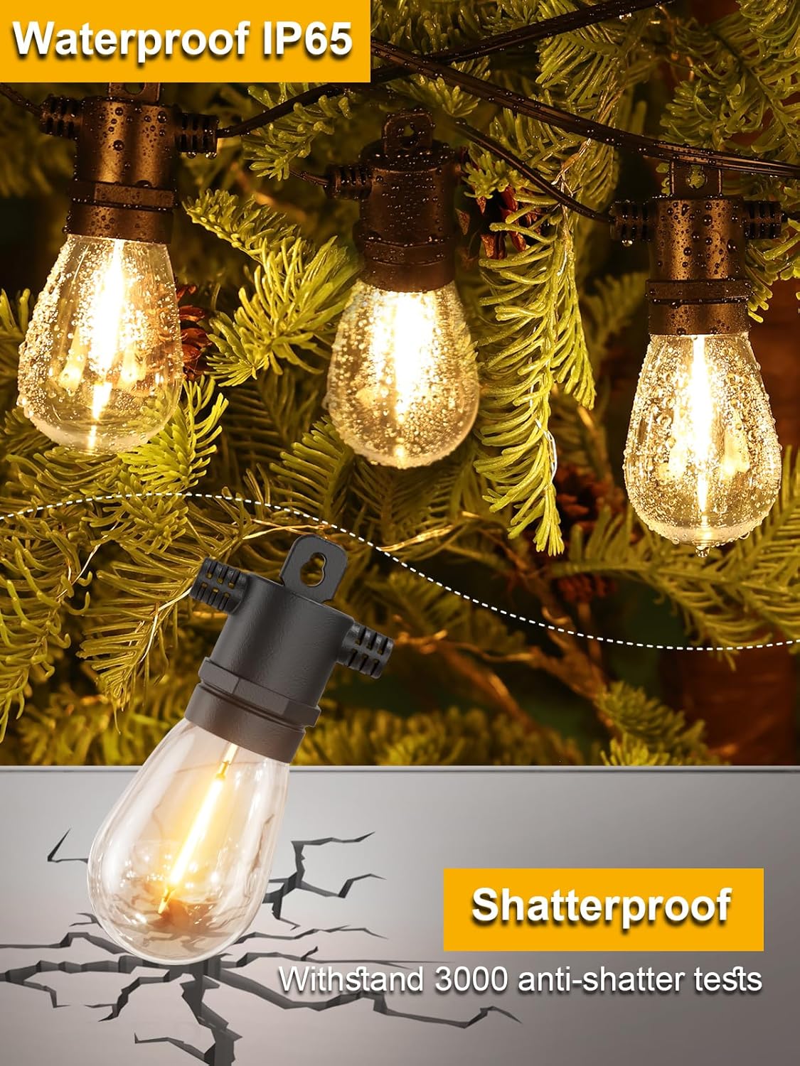 Svater Outdoor String Lights 200 FT, Patio Lights for Outside with Shatterproof LED Bulbs, Waterproof IP65 Commercial Hanging Light for Backyard Porch Balcony Bistro Party, 2700K