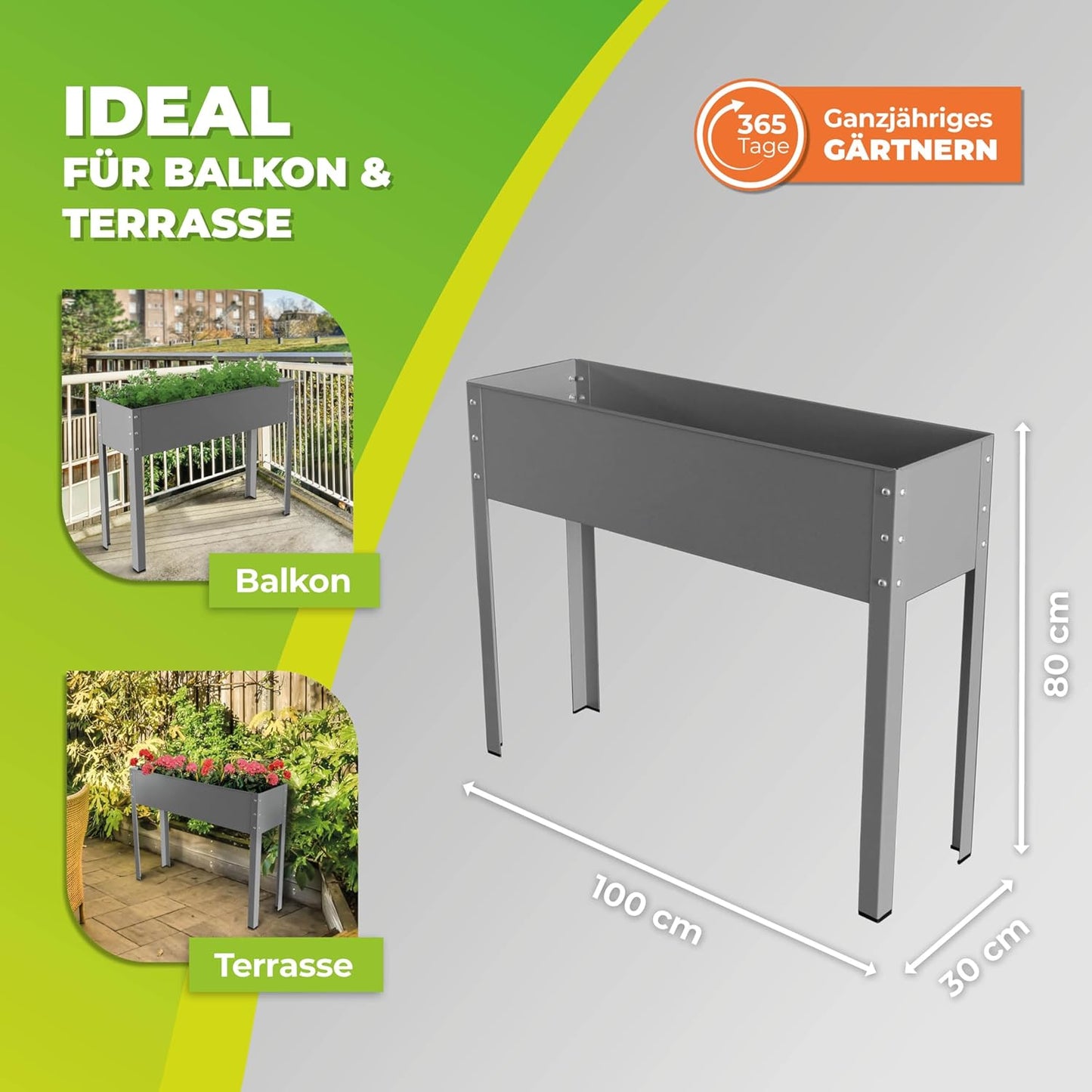 Metal Raised Garden Bed Freising-XL with Drainage I Large Galvanized & Powder-Coated Outdoor Planter Box with Legs for Herb Garden, Flowers, Vegetables, Patio I 40x12x31.5 inch, Anthracite