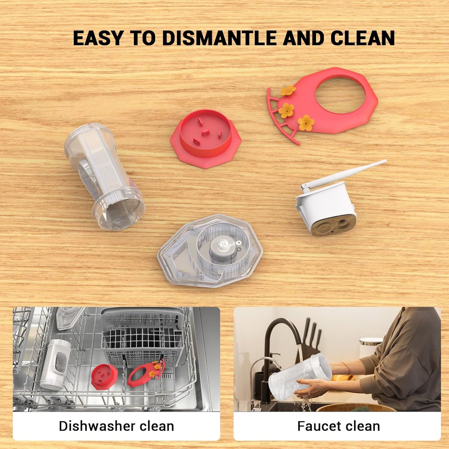 Hummingbird Feeder with Camera, AI Smart Identification Cloud Storage Function, Featuring Ant Moat Protection, Solar Power, Instant Notification, Automatic Bird Video Capture, and Motion Detection