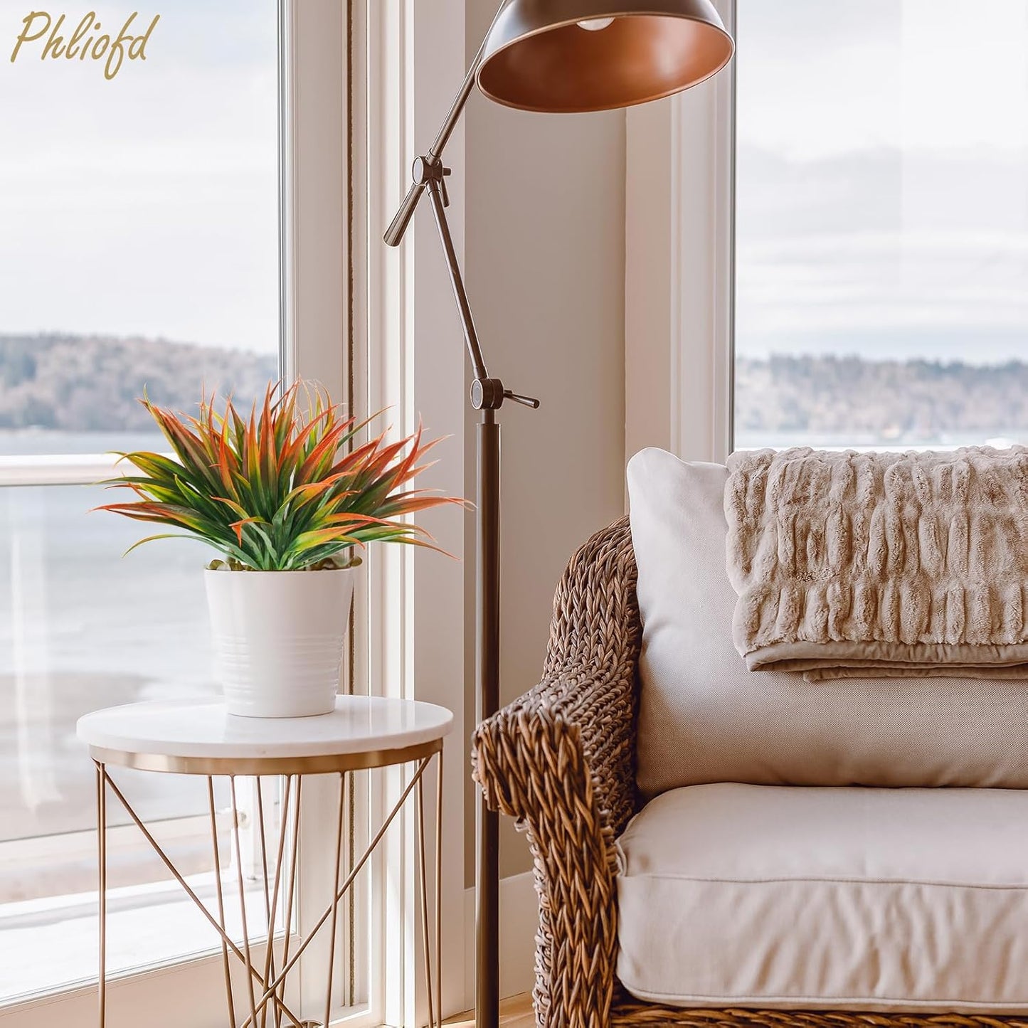 6Pcs Artificial Grass Fake Plants 17.3in Outdoor Plastic Plants UV Resistant Greenery Fake Grass for Home Window Garden Office Patio Hanging Planter Pathway Front Porch Décor Red