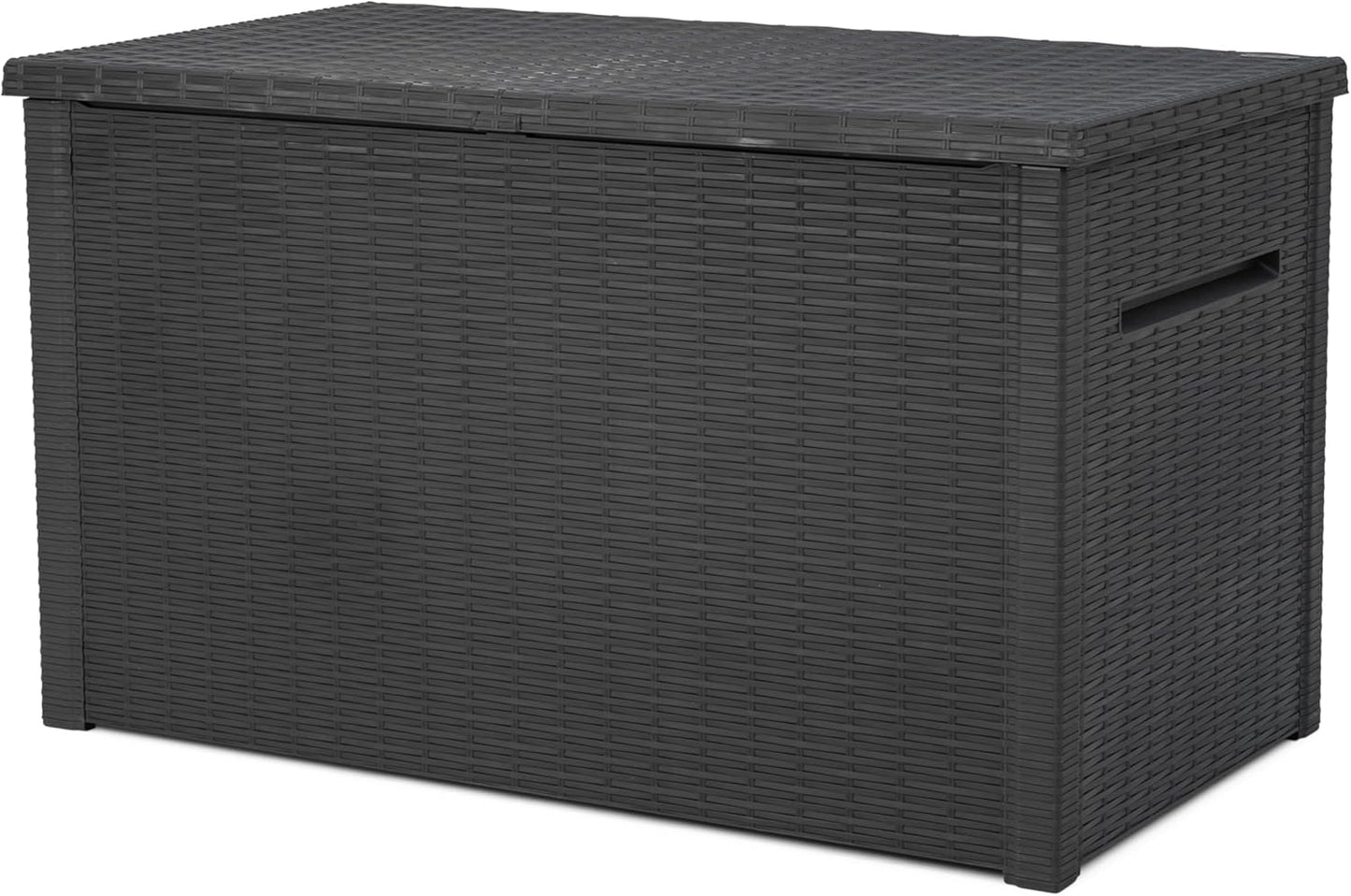 Keter Java XXL 230 Gallon Resin Rattan Look Large Outdoor Storage Deck Box for Patio Furniture Cushions, Pool Toys, and Garden Tools, Dark Grey