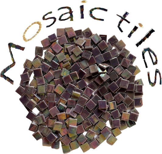 SMEIINIK 1.1lb/500g Square Mosaic Tiles for Crafts Bulk,Glass Tiles for Art Mosaic Projects, Iridescent Stained Glass Pieces for Mosaic Works (WJ46-7)