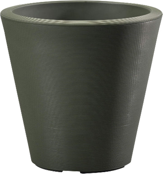Crescent Garden Madison Planter– Weather-Resistant, Double Walled Indoor/Outdoor Plant Pot with Drain Hole – Large Plastic Plant Pot, 26" W (Olive)