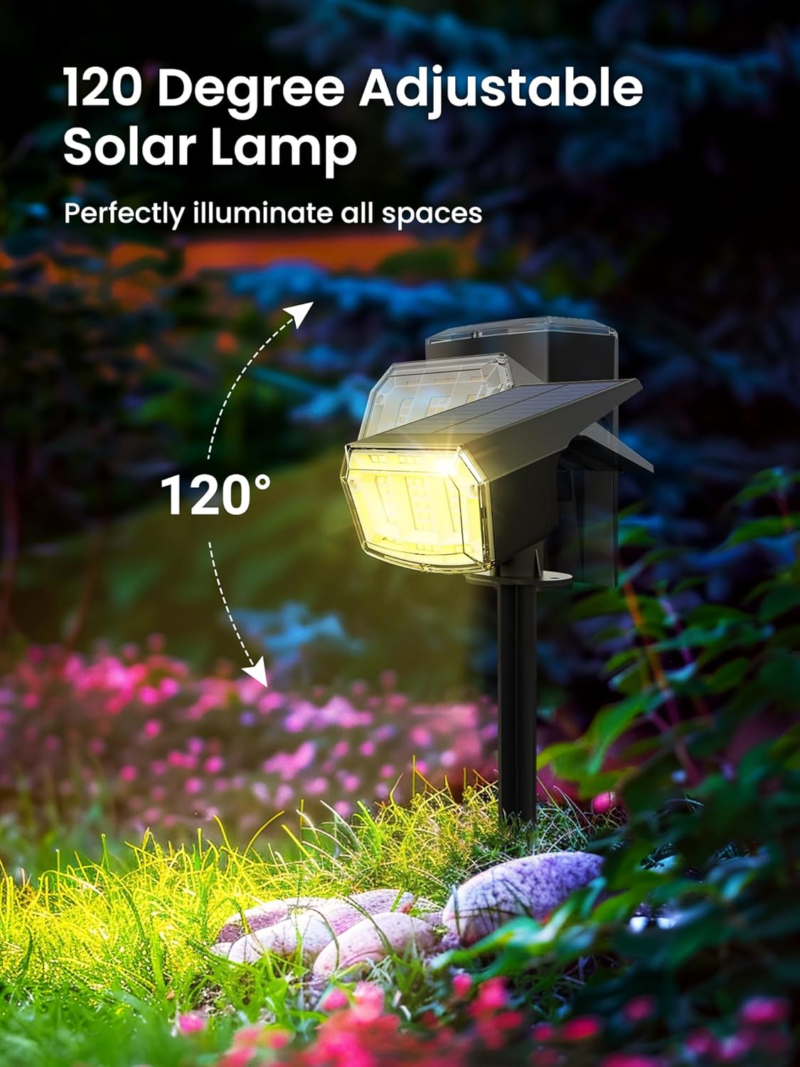 Color Changing Solar Spot Lights Outdoor, 9 Lighting Modes Colored Solar Lights Outdoor RGB, Color Light Waterproof IP65, Landscape Spotlights for Halloween Christmas Decorations