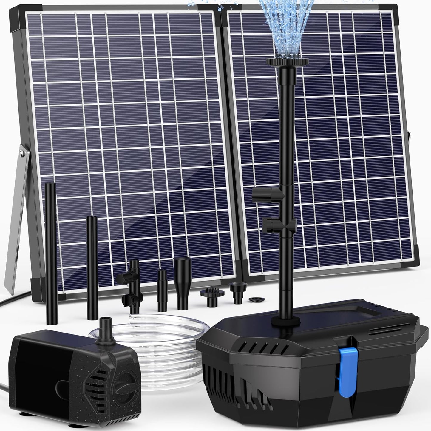 NFESOLAR Solar Pond Filter Fountain, 30W Solar Fountain Pump with Pond Filter, 16.4FT Cord, 6.6FT Tubing for Outdoor Pond 200-600 Gallons, Fish Tank, Pool, Garden Waterscape N3223