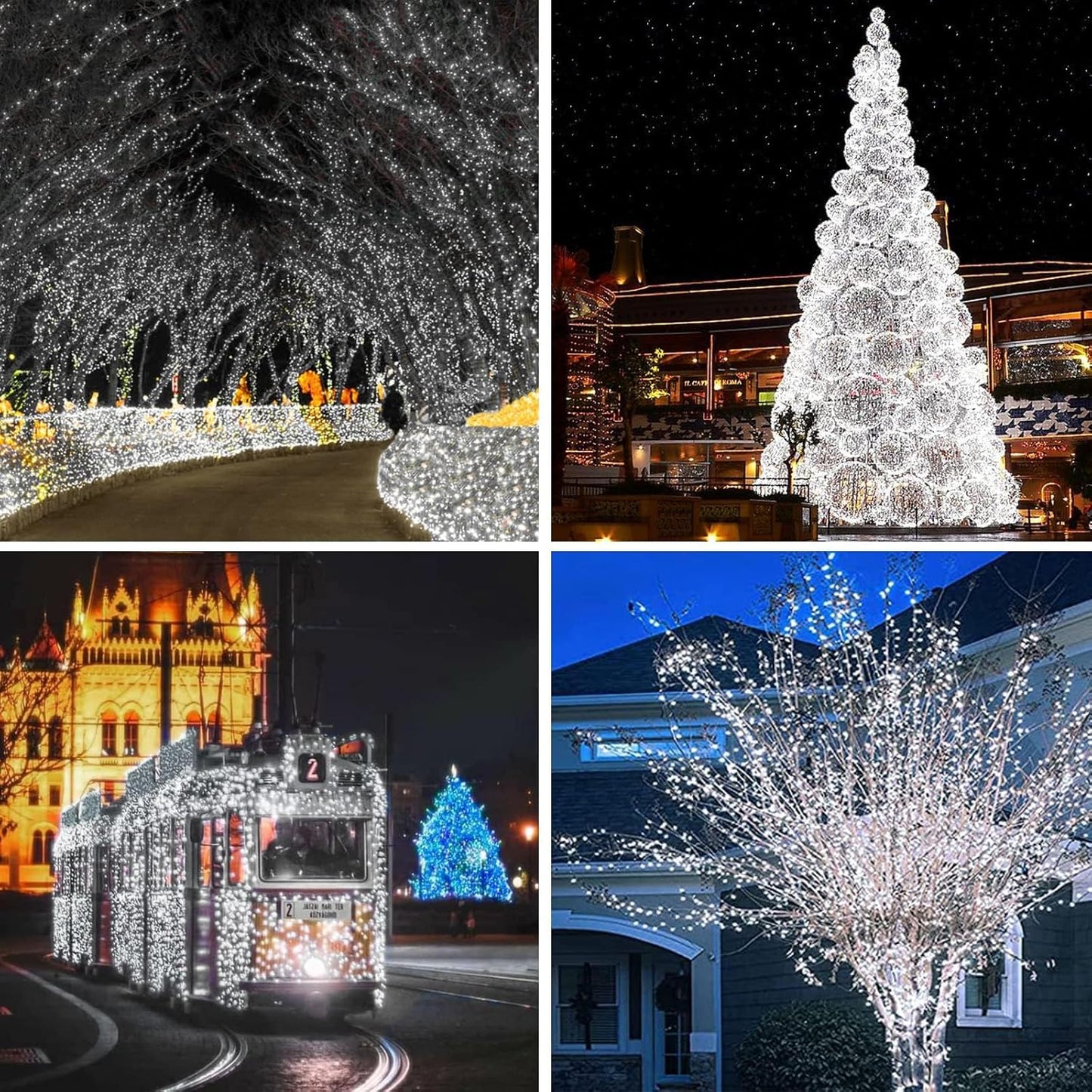 4 Pack Solar String Lights Outdoor, Extra-Long 400LED Solar Fairy Lights Waterproof, Outdoor Twinkle Light Silver Wire 8 Modes Fairy Light for Tree Garden Party Xmas Wedding Decor (Cool White)