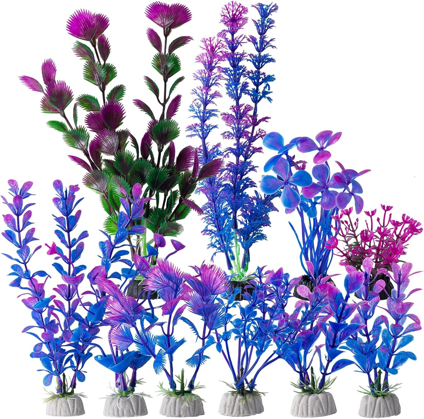 COMSUN 10 Pack Artificial Aquarium Plants, Small Size 4 inch Approximate Height Fish Tank Decorations Home Décor Plastic Purple