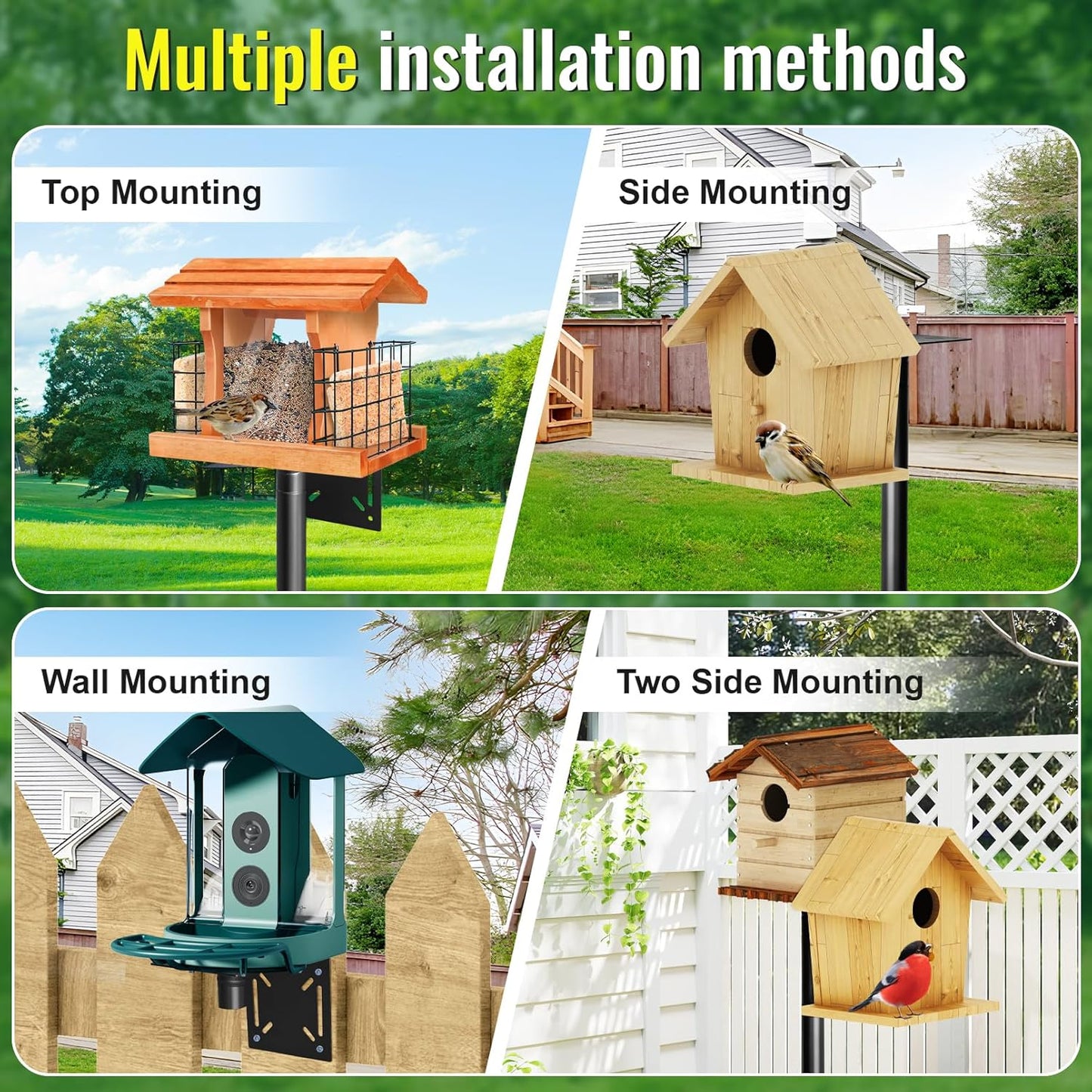 Bird Feeder Pole, 76in Adjustable Bird House Pole for Outdoors, Heavy Duty Smart Feeder Pole Mount Kit for Feeders, Birdhouse, Weather Station, Birdwatching