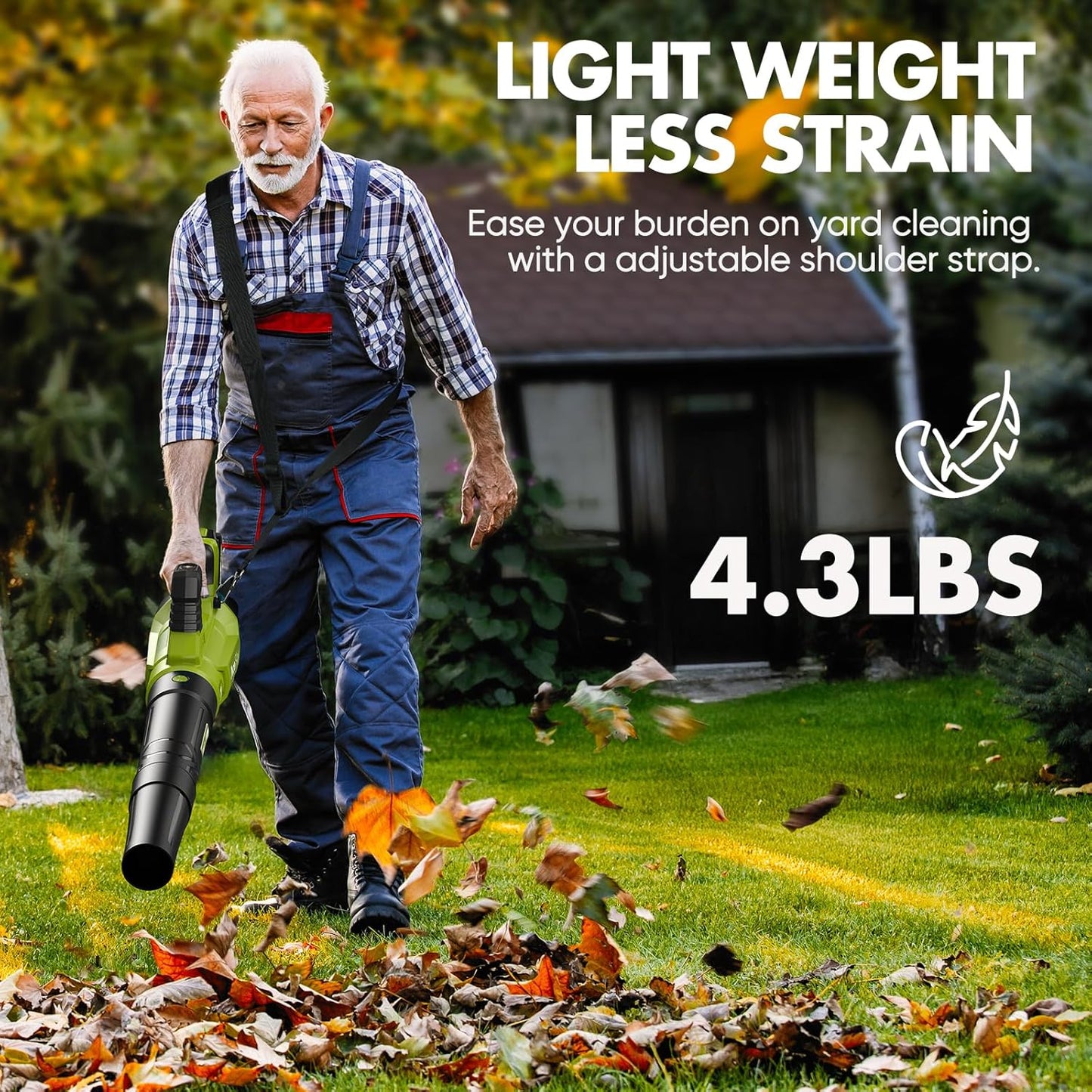 Leaf Blower Cordless - 2025 Update 150000RPM & 3 Speed Levels Electric Leaf Blower with 2 x 4.0Ah Battery and Charger, Extension Tube Blower for Lawn Care, Yard, Garage, Blowing Leaves, Dust or Snow