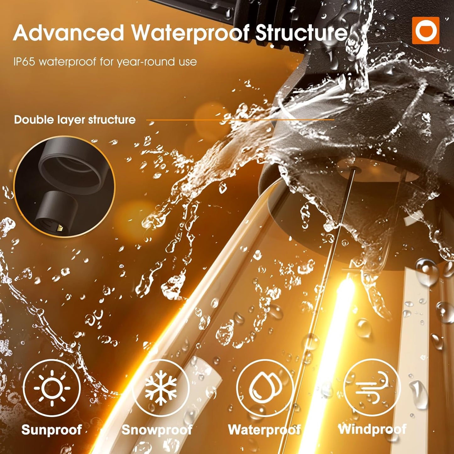 addlon 200FT(4-Pack*50FT) LED Outdoor String Lights with Edison Shatterproof Bulbs, Heavy-Duty and Weatherproof Strand, Commercial Grade Patio Lights, Decorative for Garden or Patio, Black