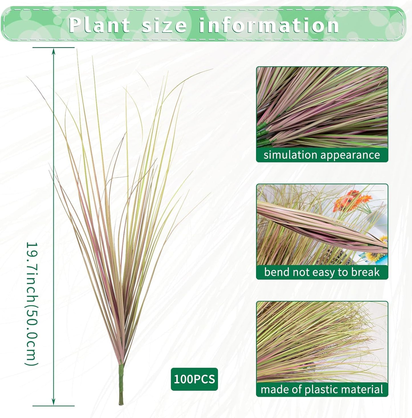 100Pcs Artificial Grass Plants, Faux Shrubs Wheat Grass, Artificial Tall Grasses Fake Plants for Outdoor Decor,Artificial Greenery Stems Weed for Room Indoor Home Decor（Light Purple）