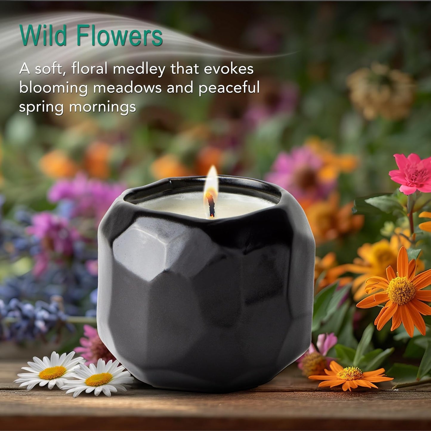 The Growing Candle, Wild Flower Scented, 13oz Ceramic Pot, Single Wick Aromatherapy Candles, 100% Soy for Women and Men, Emma
