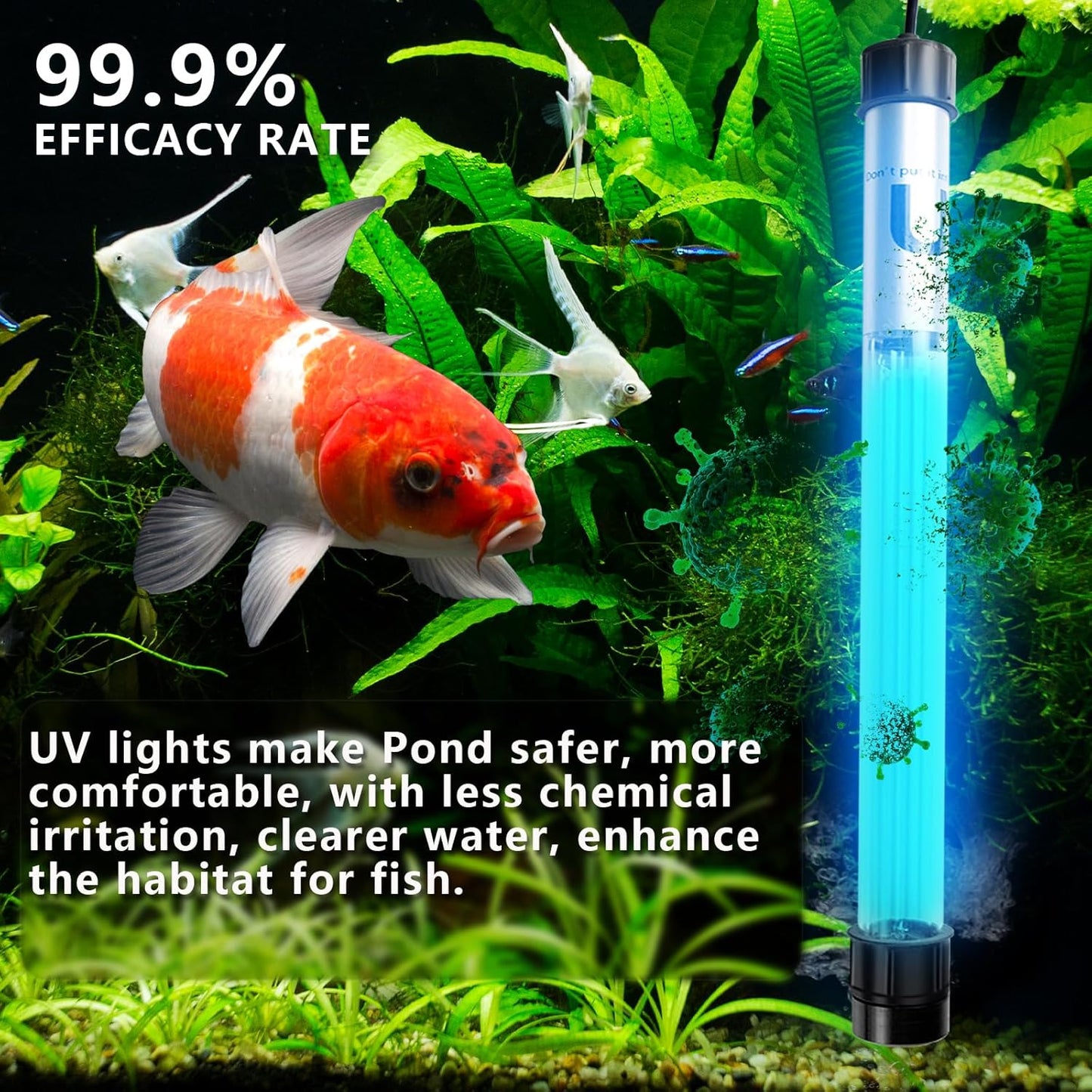 32W Pond UV Light for 200-2000 Gallon, Aquarium UV Light, UV Water Clarifier for Pond, Cold Plunge, Aquarium, Ice Bath, Hot Tub, Swimming Pool, Spa and Fish Tank Algea Control