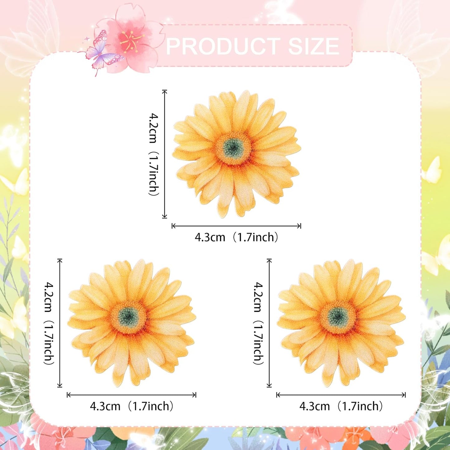 60 PCS Edible Daisy Cupcake Toppers Wafer Paper Flower Birthday Party Decorations Edible Sunflower Cupcake Picks for Baby Shower Spring Wedding Birthday Party Cake Food Decorations Supplies Yellow