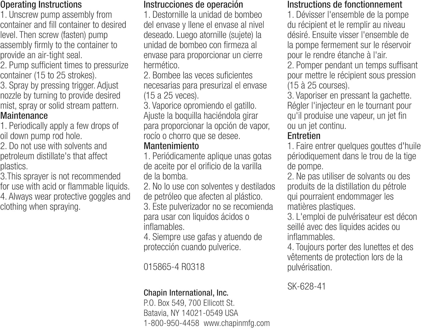 Chapin 1003 Made in USA 48 Ounce Farm and Field Hand Sprayer with Ergonomic Handle, Anti Clog Filter, Adjustable Nozzle, for Spraying Plants, Lawns, Weeds, Insects, Fertilizer, Translucent White