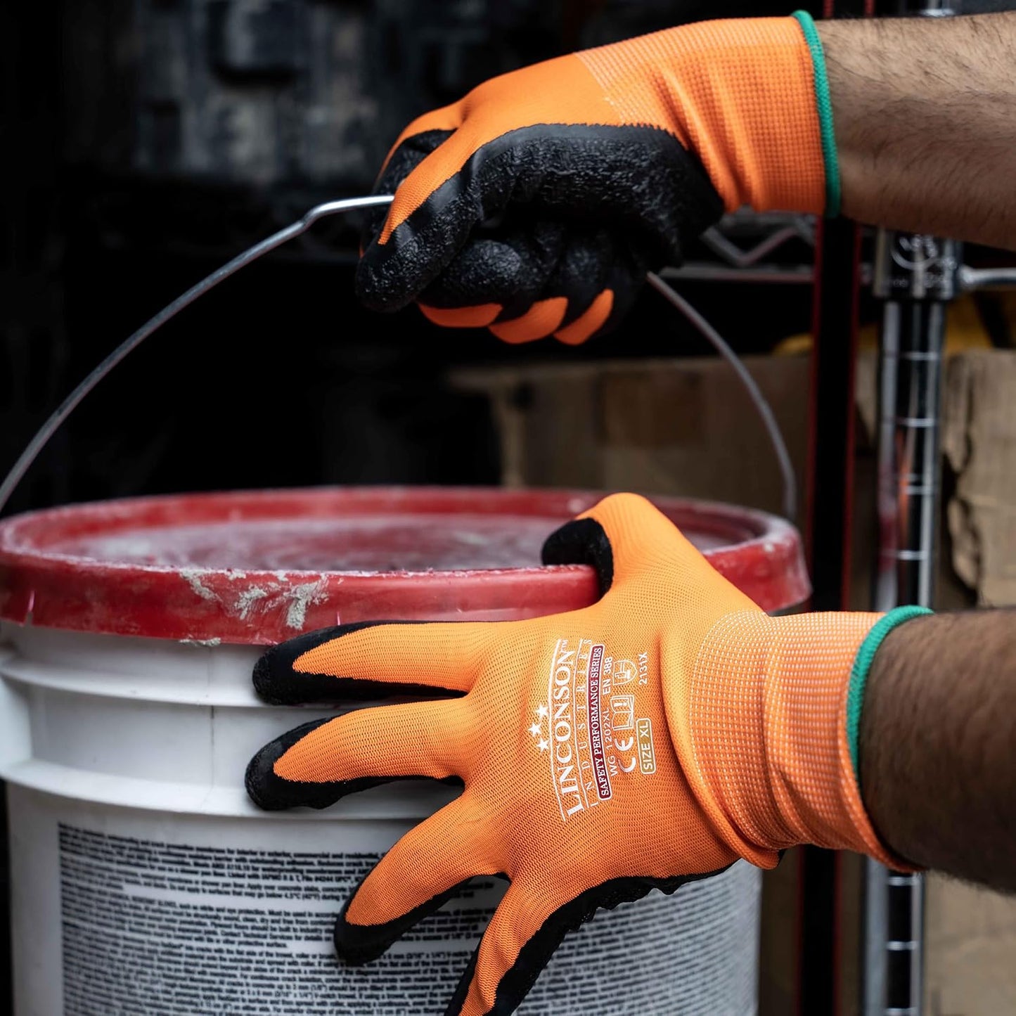 linconson 12 Pack Safety Performance Series Construction Mechanics Wrinkle Latex Work Gloves