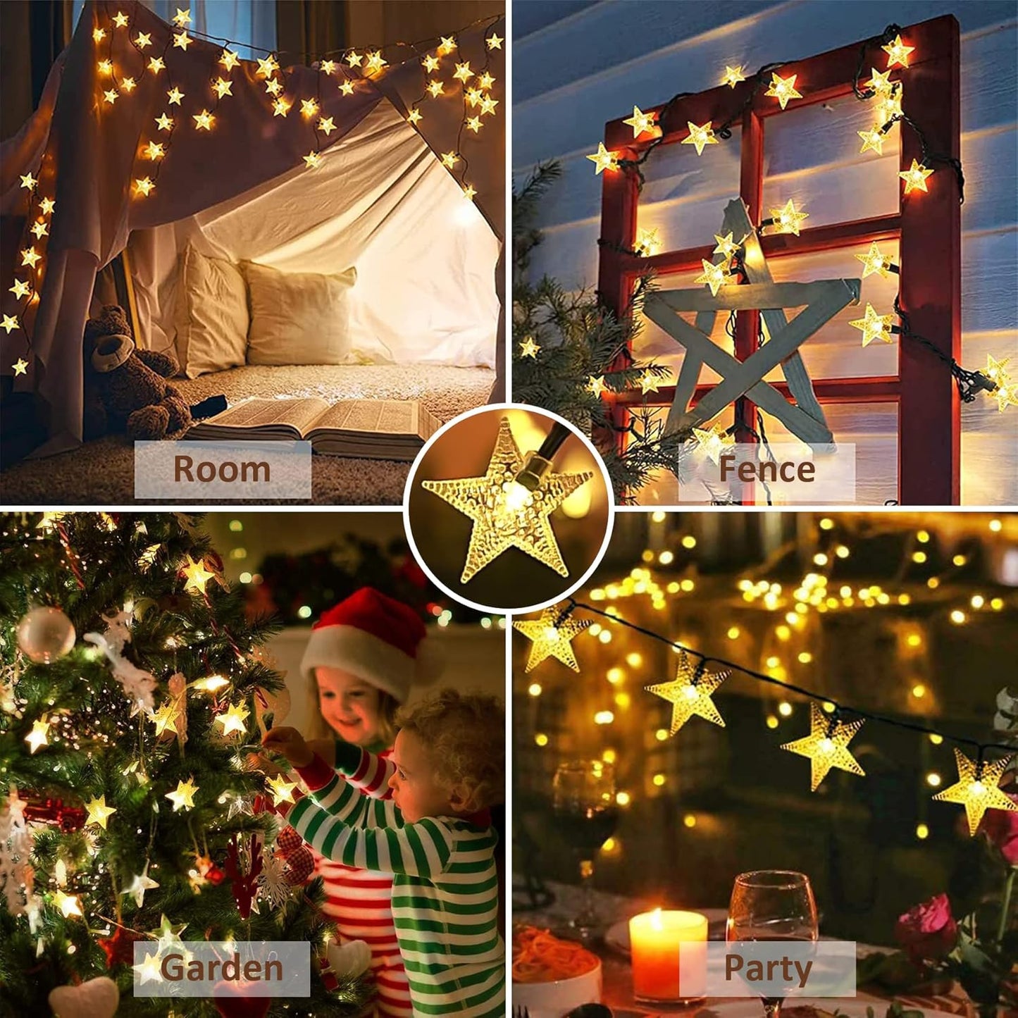 Twinkle Solar Star String Lights Outdoor Waterproof Fairy Lights 39FT 100 LED with 8 Lighting Modes for Camping Garden Wedding Party Tree Holidays Backyard Patio(Warm White)