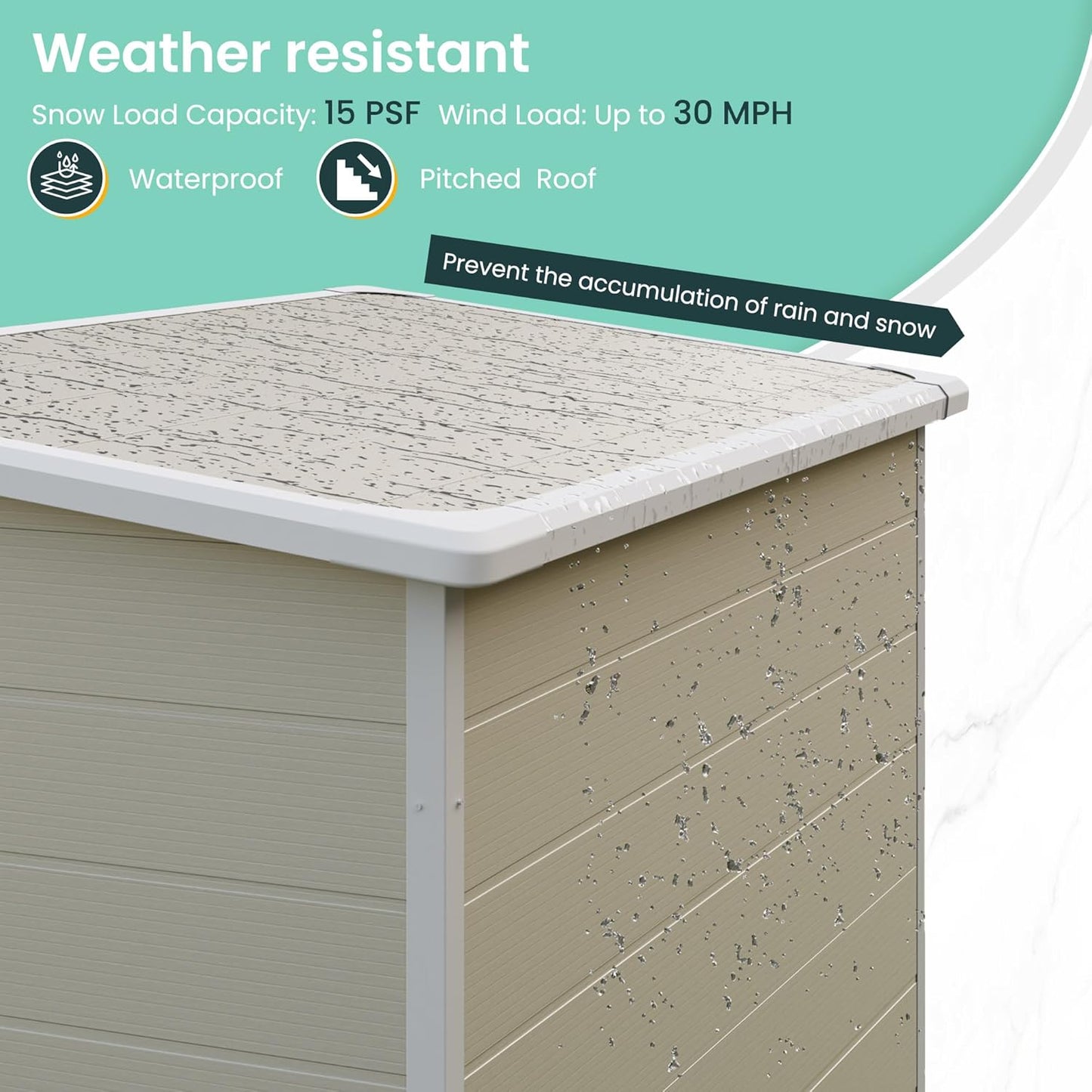 UDPATIO Outdoor Storage Shed 5x3 FT, Plastic Garden Shed for Bike, Garbage Can, Tool, Outside Sheds & Outdoor Resin Shed with Lockable Door for Backyard, Patio, Lawn, Sandstone