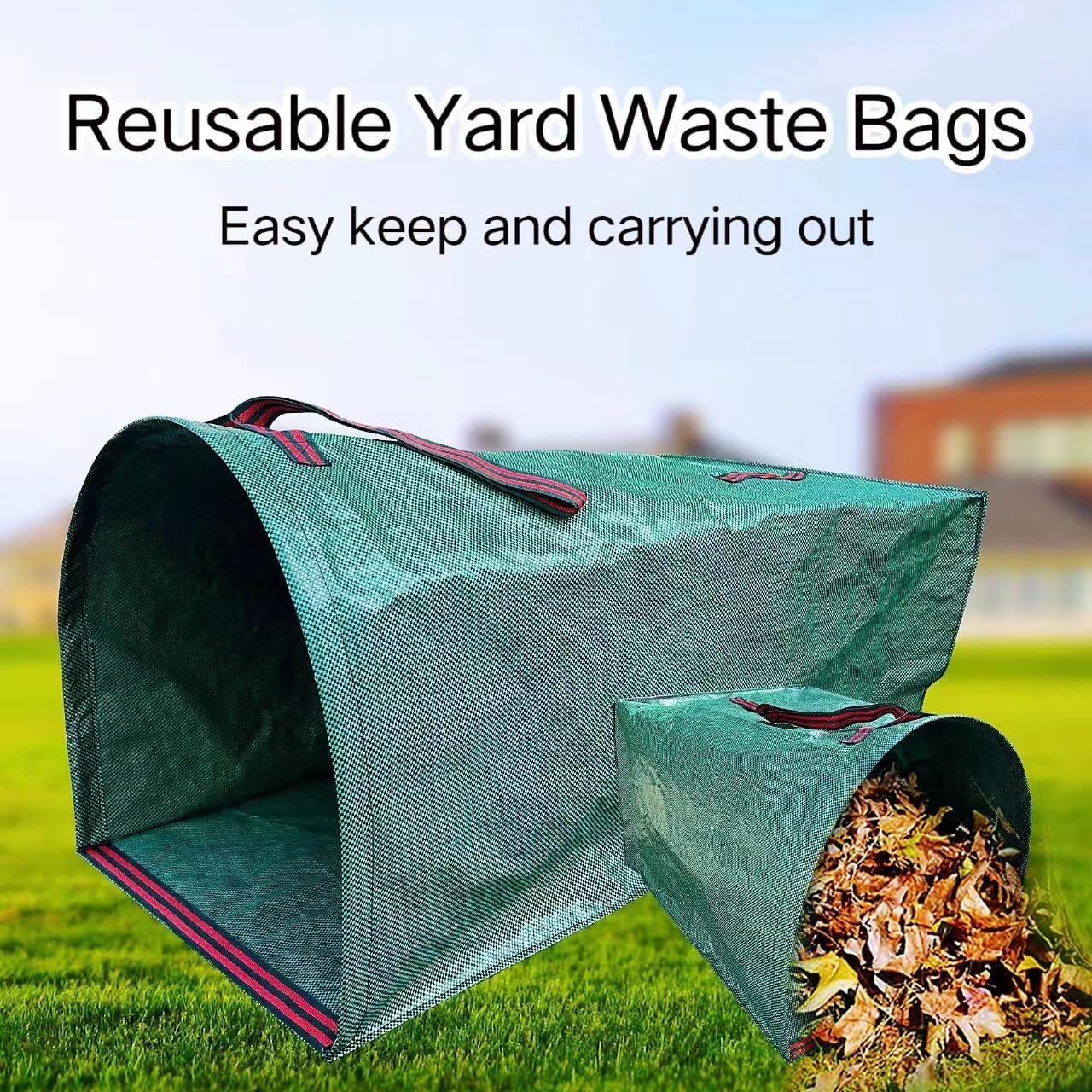 Reusable Lawn & Garden Bags, 3-Pack, Yard Leaf Waste Bags,Large Yard Dustpan-Type Garden Bag for Collecting Leaves,Collapsible Trash Can for Parties, Laundry,Yard Waste, or Camping Accessories