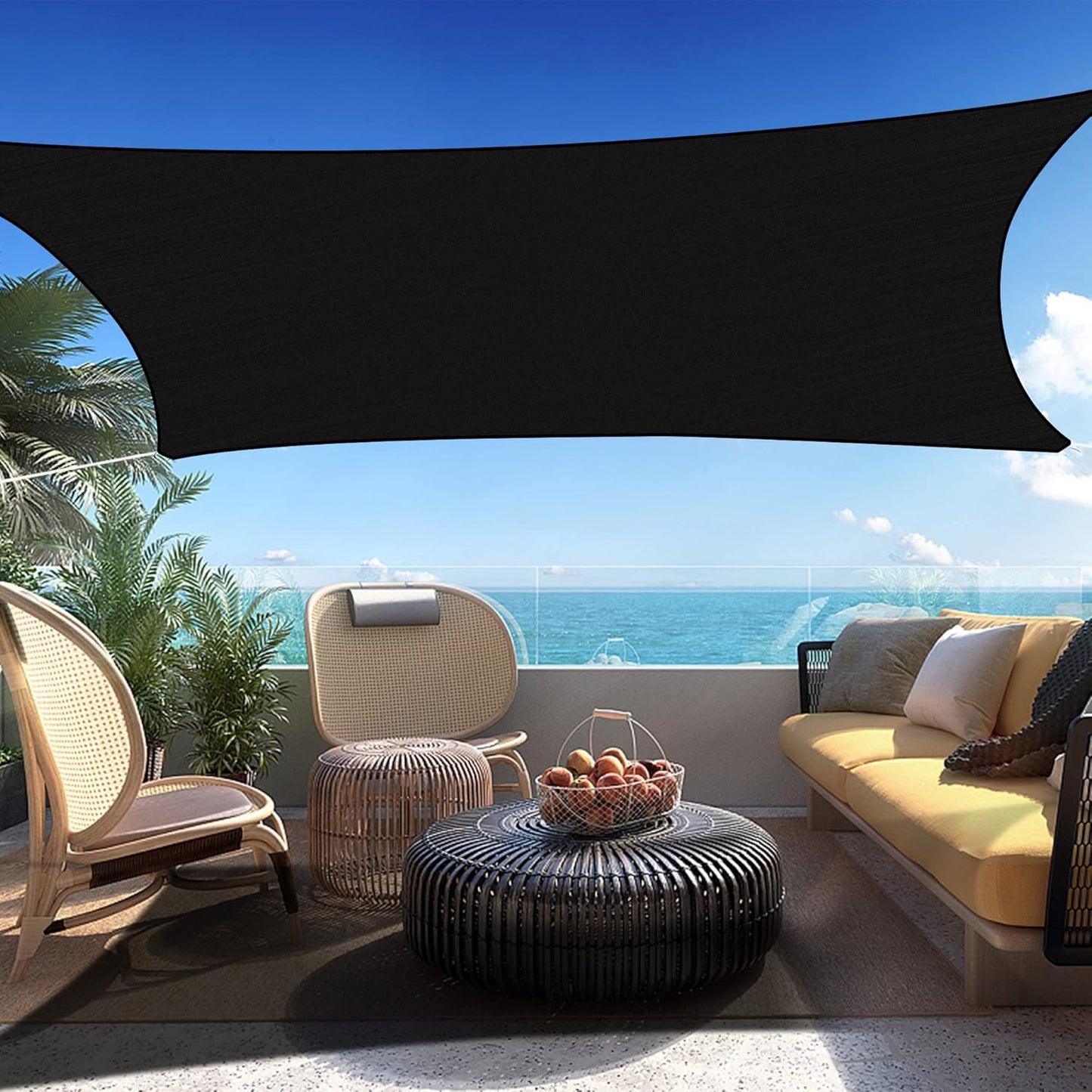 10' x 11' Black Rectangle Sun Shade Sail SSP1212 Canopy Durable Fabric UV Block Awning We Make Custom Orders