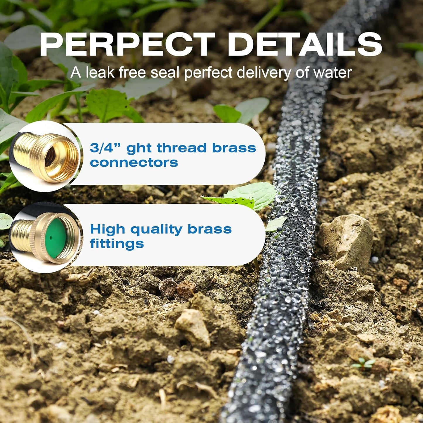 Soaker Hose 15FT Heavy Duty Rubber Saves 75% Water End Cap Included for Additional Hose Connect Great for Gardens/Flower Beds
