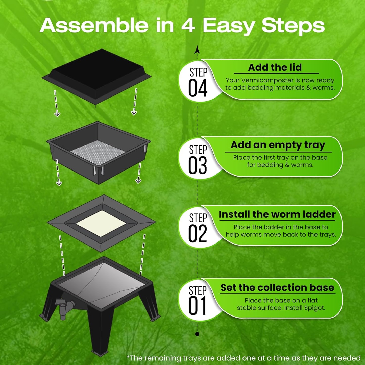 Worm Factory® 360 Black US Made Composting System for Recycling Food Waste at Home – 4 Trays for Efficient Vermicomposting – Durable, Space-Efficient Design, Easy to Assemble, No Odor