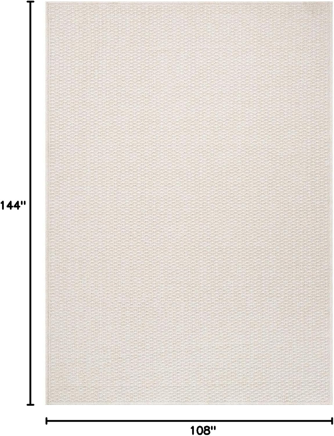 Easy Jute Rug 9x12 Indoor Outdoor Natural Rugs Solid Fiber Rug Woven Area Rug Boho Easy Clean Inside Carpet for Living Room Bedroom Dining Room Hallway or Outdoor Patio Porch (9 X 12 Bone)