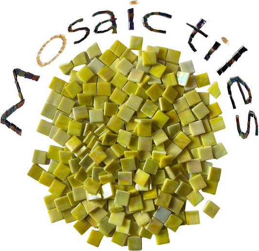 SMEIINIK 1.1lb/500g Square Mosaic Tiles for Crafts Bulk,Glass Tiles for Art Mosaic Projects, Iridescent Stained Glass Pieces for Mosaic Works (CWJ902-11)